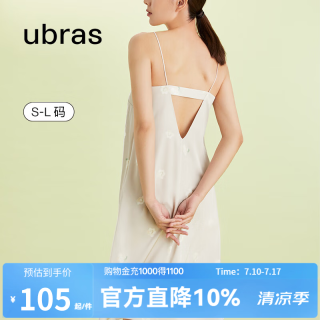Ubras 栀子花带杯露背吊带裙透气流光睡裙免穿文胸睡衣女 贝母灰色 S