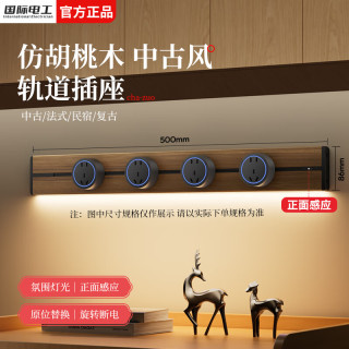 fdd 可移动 轨道插座+五孔插座+灯带防尘条  木纹
