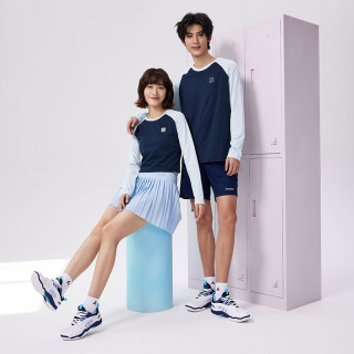 KAWASAKI 男女款羽毛球服日常运动两用圆领长袖T恤运动上衣
