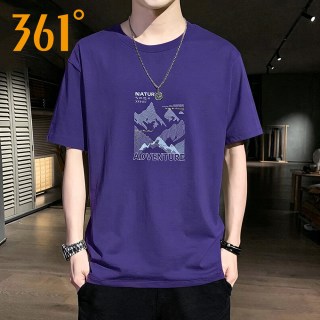 361° 361度棉短袖T恤男士2026夏季新款透气圆领半袖休闲体恤运动上衣男