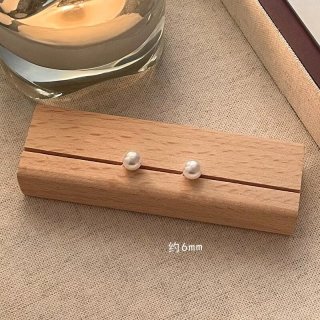 潮气质名媛 珍珠耳钉 银针6mm