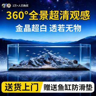 漫天星金晶五线超白鱼缸客厅玻璃缸家用水草生态缸办公室长方形玻璃裸缸 长50*宽30*高30cm