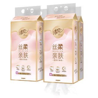 88VIP：清风 丝柔系列 抽纸 4层320抽4包(170*154mm)
