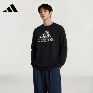 adidas 卫衣男运动套头衫休闲运动服 黑色