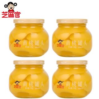 芝麻官 水果罐头 糖水黄桃罐头366g*4瓶 糖水休闲食品 父母儿童零食
