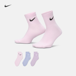 NIKE 速干训练短袜(3双)支撑柔软舒适NIKE EVERYDAY SX7677 903泡沫粉/黑/幻影/白/粉紫/白 S