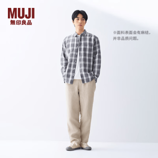 無印良品 MUJI 男式汉麻混衬衫领长袖衬衫 AC12CC5S