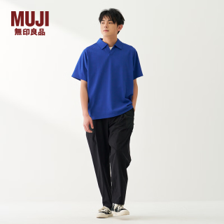 無印良品 MUJI 男式珠地网眼短袖开领衬衫 AB1QRA6S