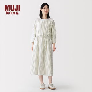 無印良品 MUJI 女式 轻盈平纹套头连衣裙 BC2QXC6S