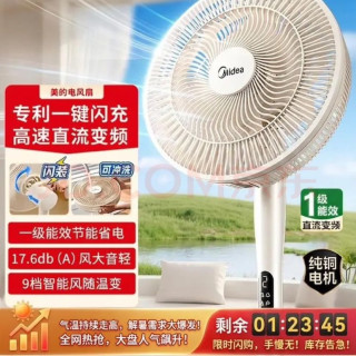 美的 电风扇 家用风扇7叶落地扇空气循环扇安静低音 一键闪装丨直流变频 1级能效SDJ30BM