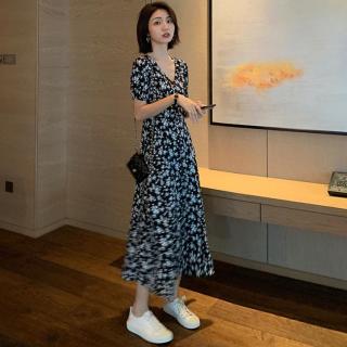 JIDA 碎花收腰A字连衣裙