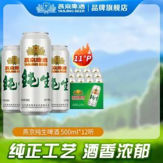 燕京啤酒 纯生啤酒  500mL 12罐 整箱装 2箱
