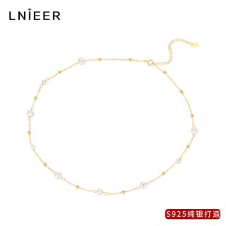 移动端：Lnieer 满天星925纯银天然淡水珍珠项链女年轻款锁骨链2026新款爆款颈链