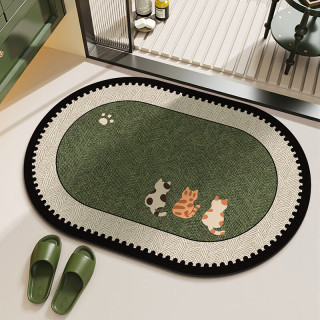 1 绿屿 椭圆硅藻泥浴室地垫 50*80cm 绿屿背影