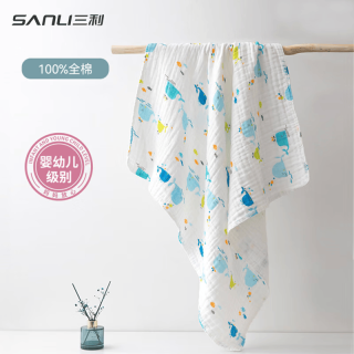 SANLI 纯棉宝宝儿童洗澡毛巾A类抗菌6层纱布110*110cm