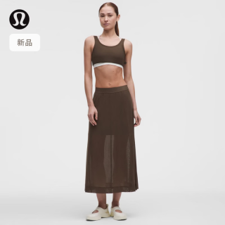 lululemon 丨Stretch Mesh 女士弹力网面中长半身裙 LW8ASNS 胡桃棕 S