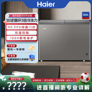 海尔 冻肉海鲜300升大冷冻小冷藏卧式冰柜冷柜双温柜LHSPTDZ