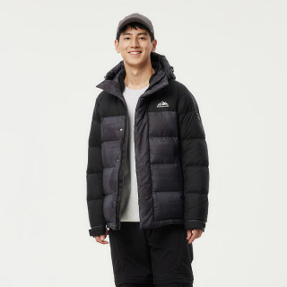 坦博尔 户外羽绒服男士短款拼接连帽外套