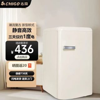 志高 72L复古白双开门冰箱