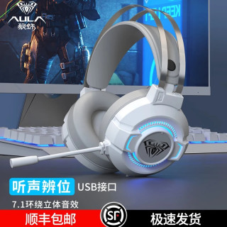 狼蛛 S602头戴式耳机电脑游戏专用带麦克风有线听声辩位电竞耳机