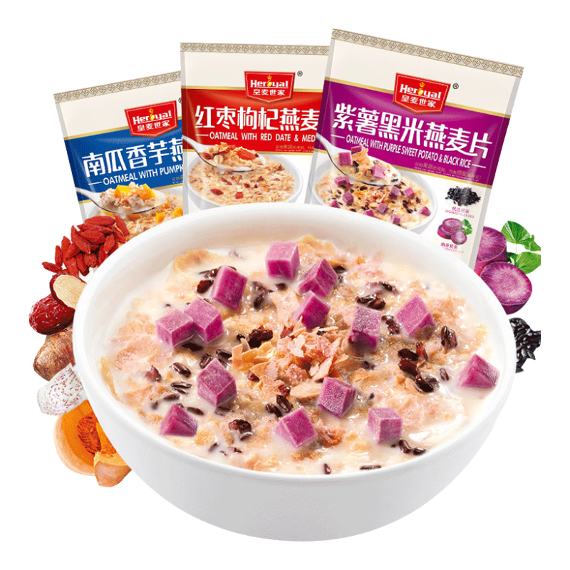 皇麦世家 紫薯红枣南瓜果蔬燕麦片 1080g 袋装