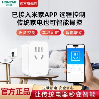 百亿补贴：鸿雁 定时智能插座已接入米家APP手机远程控制语音控制定时开关