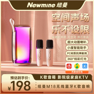 纽曼 自带声卡 无线蓝牙音响K歌麦克风套装+双话筒