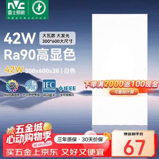 雷士 led平板灯 集成吊顶 面板灯格栅灯嵌入式 42w珍珠白300*600