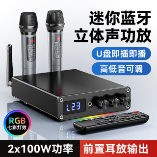 无线200W迷你蓝牙功放机TPA3116大功率家用话筒唱歌U盘播放立体声