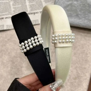 法式千金风珍珠缎面发箍女高颅顶显脸小发头饰头箍