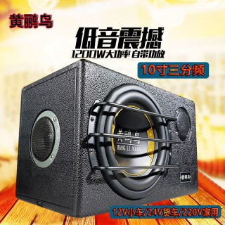 10寸三分频车载家用大功率蓝牙低音炮音响超重低音插卡12V24V220V