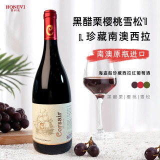 进口南澳干红葡萄酒红五星酒庄海盗船珍藏西拉干红葡萄酒15度浓郁