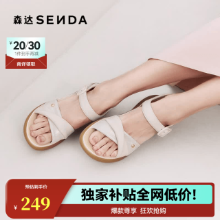 森达 凉鞋女款夏新商场同款时装柔软羊皮厚底休闲鞋XMH01BL5 米白 36