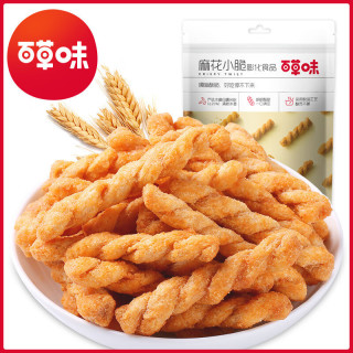 百草味 麻花小脆120g 海苔味/烧烤味/甜辣味 甜辣味麻花小脆120g