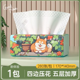 小蛮熊 柴犬系列抽纸擦手家用整箱实惠装面巾纸卫生纸原木餐巾纸 柴犬抽纸 5层 56抽*1包