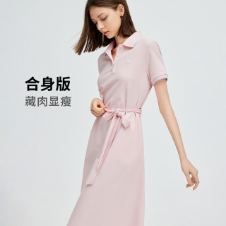 navigare 女士短袖连衣裙 收腰裙 多巴胺polo裙