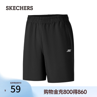 斯凯奇 2026夏季新款女款专业慢跑短裤四面弹吸湿速干舒适运动裤 碳黑 L