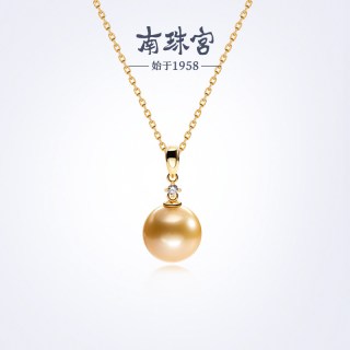 移动端：南珠宫 925银 海水珍珠吊坠南洋金珠送银链女士礼物 C-D012SN-J