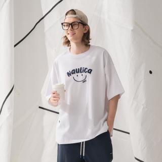 nautica white sail 诺帝卡日系中性笑脸治愈短袖圆领T恤TW5101