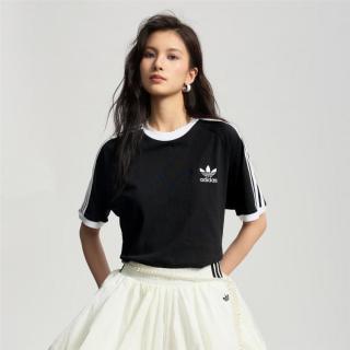 adidas 三叶草 夏季纯棉运动修身短袖中性圆领T恤