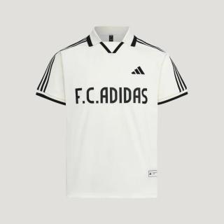adidas 夏季三条纹足球风系列印花休闲运动短袖POLO衫上衣
