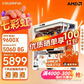 七彩虹 橘猫主机AMD 9600X+RTX5060橘影橙定制diy组装机三角洲无畏契约整机