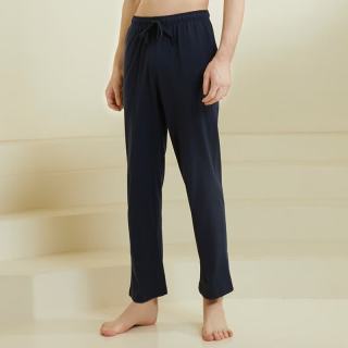 舒雅 男士家居裤纯棉睡裤简约纯色舒适长裤子E5/22803P 宝蓝 XL