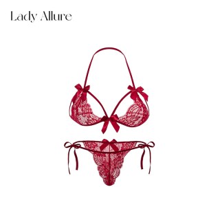 LADYALLURE 情绪感蕾丝蝴蝶结 女士文胸套装