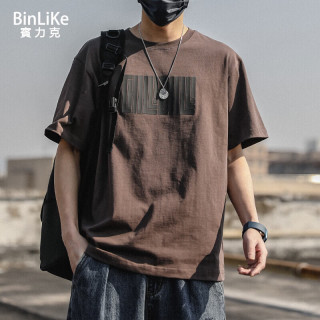 BINLIKE短袖t恤男士日系纯棉男款重磅宽松夏季美式ins新款衣服男装上衣