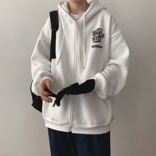 Angelgonzales 高档加绒加厚FPA(NGECE)拉链开衫卫衣外套男士牌嘻哈宽松春夏季男 白