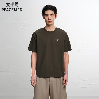 PEACEBIRD 太平鸟 男士小熊刺绣纯色时尚短袖T恤 M