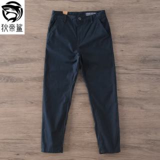 狄帝鲨 棉质休闲裤男春夏季新款百搭简约小西裤直筒耐穿工装裤子男士长裤