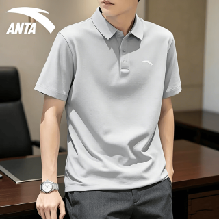 安踏 polo衫短袖男t恤冰丝速干2026年夏季款休闲运动服男士薄款健身服 浅砂灰