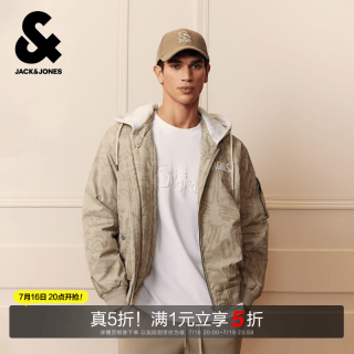 杰克琼斯 棉服时尚百搭刺绣logo保暖外套 225409030 E11卡其色